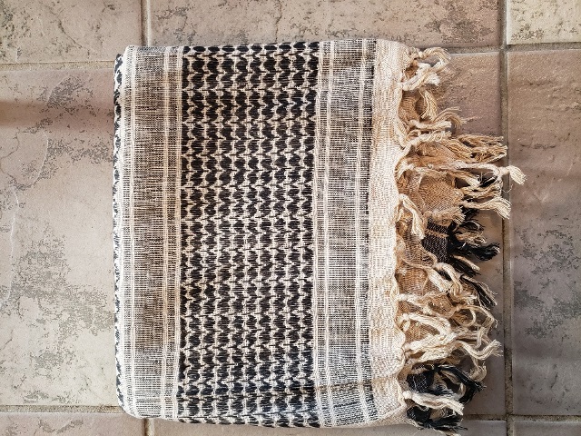 Shemagh Desert Scarf, Tan/Black