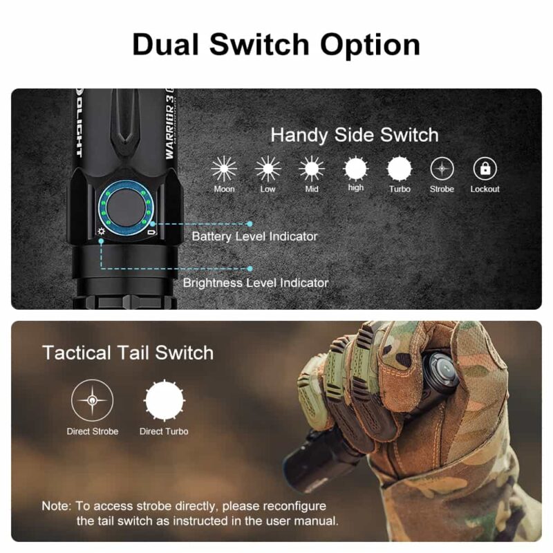 Olight Warrior 3S High Beam Tactical Flashlight - Image 11